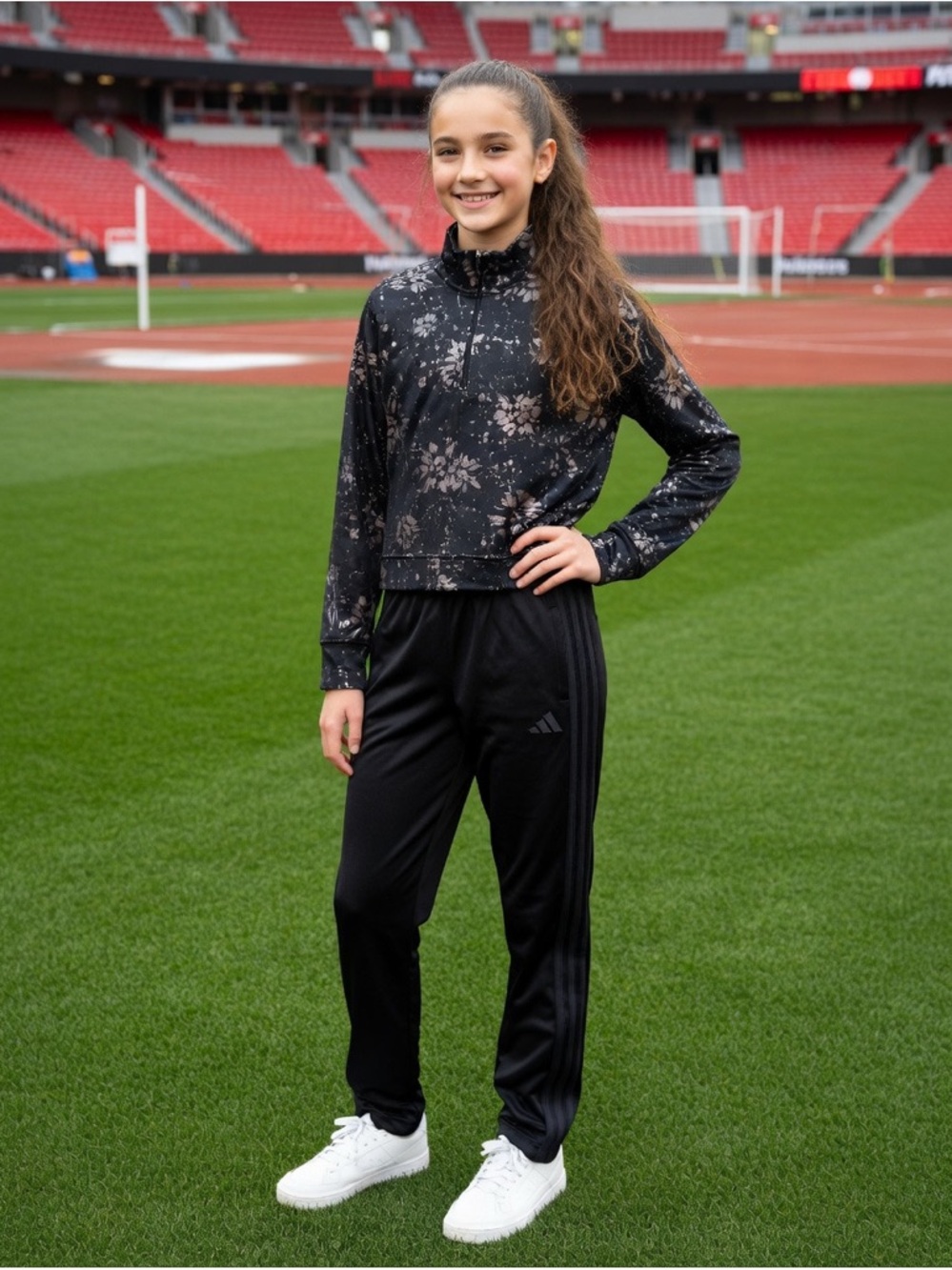 adidas Black girls Track Joggers with Subtle Logo